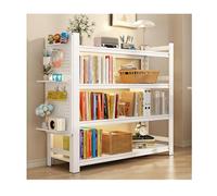 Estantería De 4 Niveles, Librería De 160 CM, Estantería con Tablero Lateral, Estante De Exhibición Independiente for Sala De Estar, Dormitorio(White,L100*D40*H160cm)