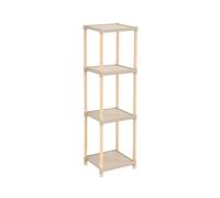 Estantería de 4 Niveles Moderna y Minimalista - 105×25×28 cm | Estructura de Madera Robusta y Balda de Plástico Gris Claro | Montaje Rápido sin Herramientas | Ideal para Hogar, Baño u Oficina