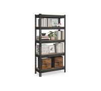 SONGMICS Estantería de 5 Niveles, estantes de Almacenamiento, para Estudio, Montaje sin Tornillos, estantes Ajustables, 30 x 75 x 150 cm, Carga de 875 kg, para cobertizo, almacén, sótano, Cocina
