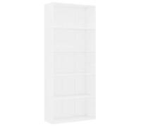 vidaXL Estantería Premsendorf 5 niveles de madera contrachapada 80x30x189 cm Blanco