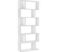 Estantería de 6 niveles, 192 x 80 x 24 cm. Estantería divisoria de ambientes, estantería de pie, capacidad de 8 kg por estante. Estantería alta, archivador, para almacenamiento, color blanco. [en.casa