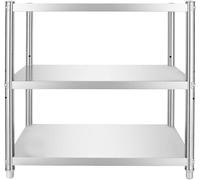 Estantería de acero inoxidable de 3 niveles, estante de cocina resistente, soporte de metal para microondas y estanterías independientes para interiores y exteriores (60 x 45 x 80 cm)