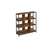 VASAGLE Estantería de Almacenamiento de 3 Niveles, Librería, Estantería Independiente con 9 Compartimiento, Salón, Estudio, Cocina, 30 x 100 x 103,1 cm, Marrón Rústico y Negro LLS112B01