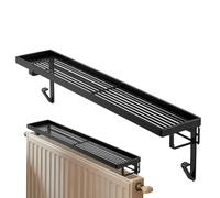 Estantería de almacenamiento de hierro sin taladrar - Estante para cubrir radiadores, tabla térmica resistente al calor, soporte de aleación negra, extensión de encimera resistente al fuego, bandeja