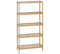 Estantería de almacenamiento HOMCOM, estantería de bambú de 5 niveles, para sala de estar, biblioteca, dormitorio y escritorio, 60x26 x cm, Natural Drink