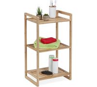 Estantería de bambú - 70 x 40 x 30 cm - Estantería de pie para baño con 3 niveles - Estantería para cocina - Sala de estar - Estantería para libros - Color natural