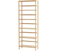 Estantería de bambú de 6 niveles, tipo escalera, para libros, con forma rectangular y función de almacenamiento