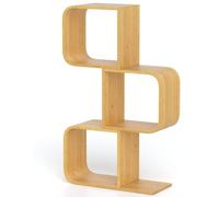 Estantería de bambú en forma de S, con 3 niveles, estantería de pie, estantería modular, estantería de oficina, 61 x 23 x 100 cm