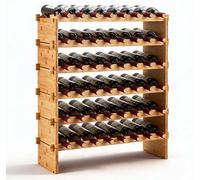 Estantería de bambú para botellas de vino, con capacidad para 48 botellas, distribuídas en 6 niveles. Diseño independiente y apilable, fabricada con madera resistente. Ideal para la cocina, la bodega 