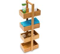 Estantería de bambú para el baño - 4 compartimentos - Toallas - Estantería para la cocina - Madera - Estante de almacenamiento - De pie - 75 x 25 x 18 cm - Natural