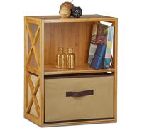 Estantería de bambú Regal, con cesta, disponible en 2, 3 y 4 estantes, estantería de pie de madera, ideal para el baño, incluye caja plegable, dimensiones: 42 x 29 cm, color marrón natural