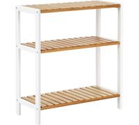 Estantería de bambú Songmics, estante para zapatos con 3 niveles, estante para plantas, multifuncional, ideal para pasillos, baños, salones, balcones o cocinas, color blanco natural