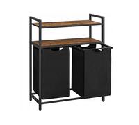 Estantería de baño con cestas de la ropa sucia 2 piezas, marrón/negro
