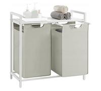 Estantería de baño con cestas de ropa 2 piezas, blanca