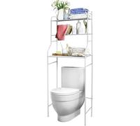 Estantería de Baño sobre Inodoro o Lavadora | Ahorra Espacio con 3 Baldas | Mueble organizador para toallas, papel higiénico y accesorios | Patas Ajustables | Metálica resistente y fácil montaje