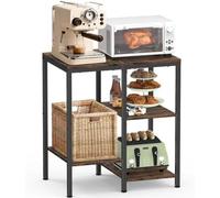 Estantería de cocina ajustable Unyqoos®, con 4 niveles, estructura de metal y estantes de MDF, color marrón rústico, multifuncional para microondas y cafetera