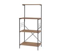 Estantería de cocina billund 4 estantes metal/aglomerado 133x60x42cm negro/efecto nogal [en.casa]