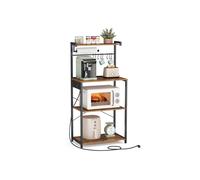 Estantería de Cocina con Enchufe Múltiple 40 x 60 x 140 cm Marrón Rústico y Negro Tinta