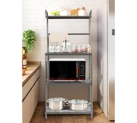 Estantería de cocina, juego de 4 estantes, soporte ajustable para microondas, estantería de pie para el hogar