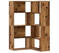 vidaXL Estantería de esquina 4 niveles, madera envejecida 85x85x140 cm, varios colores