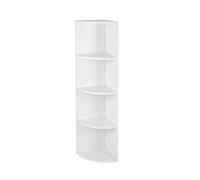 VASAGLE, estantería de esquina con 4 niveles, 129,5 cm de altura, estantería independiente, estantería de madera para cocina, dormitorio, salón, oficina, color blanco, modelo LBC42WT