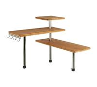 Estantería de esquina de bambú y acero inoxidable, cocina, baño o escritorio, ideal para ahorrar espacio, madera, 43,5 x 43,5 x 39 cm