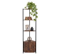 Estantería de esquina Relaxdays, con 5 niveles y un armario, dimensiones: 147 x 44,5 x 30 cm, estantería de pie para salón y cocina, diseño que ahorra espacio, color marrón/