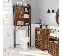 Estantería de Inodoro, Estantería de baño, para Lavadora, con Armario pequeño, de Acero, Estable, Montaje Simple, Estilo Industrial, 64 x 24 x 171 cm