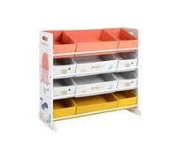 SONGMICS Estantería de Juguetes, Organizador Infantil con 12 Cajas de Tela No Tejida, para Libros, Estantería para Niños, para Sala de Juegos, Multiusos, Blanco GKRS04WT