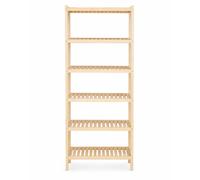 Estantería de madera con 6 estantes, dimensiones 213x70x33 cm, fabricada en pino macizo. Estantería alta de dos piezas, sin tratar, ideal para sótanos, garajes o almacenes