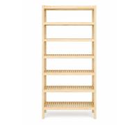 Estantería de madera con 7 estantes, dimensiones 253x50x33 cm, fabricada en madera maciza de pino. Estantería alta de dos piezas, sin tratar, ideal para sótanos, garajes o almacenes