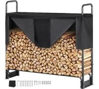 Estantería de madera - Estantería para leña - Metal - Cubierta impermeable - Capacidad de carga: 200 kg