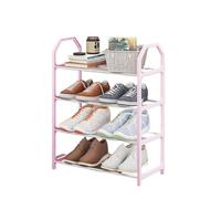 Estantería de Metal 4-Tier Assembly Creative Shoe Rack Dormitory Storage | Multifunctional Design, Home Use, Easy Assembly(Pink)