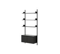 Estantería De Pared 1900 Librería Con Puertas Baja Fresno Negro