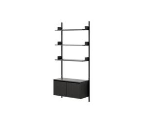 Estantería De Pared 1900 Librería Con Puertas Baja Fresno Negro