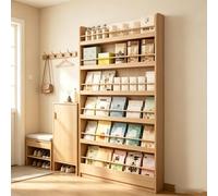 Estantería de Pared 6 Niveles de Madera, Librería Estrecha Dormitorio | Estantería de pared de 6 baldas en madera maciza con fondo de 10cm, barandillas y rodapié.(67.72*23.62*3.94in)