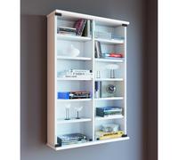VCM Estantería de Pared de Madera para CD DVD Estantería Colgante Vitrina de Pared Puerta de Cristal Zuntisa Blanco