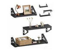 Relaxdays Set de estanterías de pared 3 tamaños negro