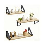 Relaxdays Set de estanterías de pared 3 tamaños marrón claro,negro