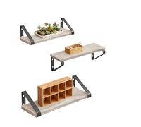Relaxdays Set de estanterías de pared 3 tamaños beige,negro