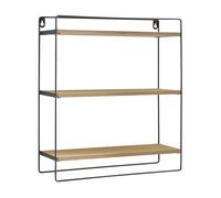 Estantería de pared skovbo de 3 niveles aglomerado / metal 43 x 38 x 11 cm negro / madera [en.casa]
