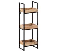 Estantería de pared WOHNLING, 27x77x18 cm, madera maciza de mango / metal. Estante colgante de estilo industrial, estante flotante rectangular, estante de pared para sala de estar, estante con bandeja