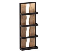 Estantería de pared WOHNLING, 30x80x10 cm, madera maciza de mango/metal. Estante colgante de estilo industrial, diseño rectangular. Estante de pared para salón, con 4 compartimentos