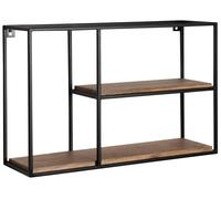 Estantería de pared WOHNLING, 60x40x18 cm, madera maciza de mango/metal. Estante rectangular para colgar, estante flotante pequeño, estilo industrial, para sala de estar, estantería para libros