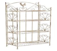 CLP Estantería Plegable MIA de Hierro, con 4 estantes, Estilo rústico, Color:Crema Envejecido