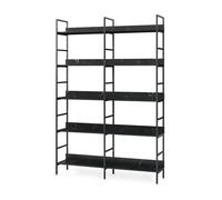Estantería de pie noskik de 5 niveles 180x120x30cm - negro/efecto mármol negro [en.casa]