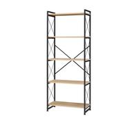 Estantería de pie skørping de 5 niveles 180x65x30 cm - negro/efecto roble [en.casa]
