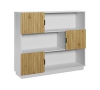 Estantería de pie verhundar con 6 compartimentos 3 puertas 102x120x30cm - blanco/efecto madera [en.casa]