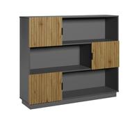 Estantería de pie verhundar con 6 compartimentos 3 puertas 102x120x30cm - gris/efecto madera [en.casa]