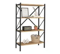Estantería de Salón Rus 4 Estantes Negro y Roble Safir 66x121x34 cm